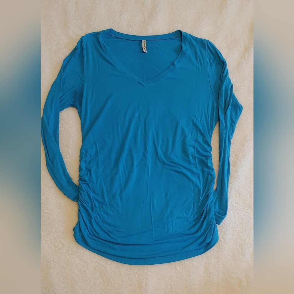 Mother Bee Long Sleeved Blue Maternity Tee